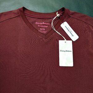 $80 Tommy Bahama Islandzone Men's Size XL Pinot Noir Coastal Crest V-Neck Shirt